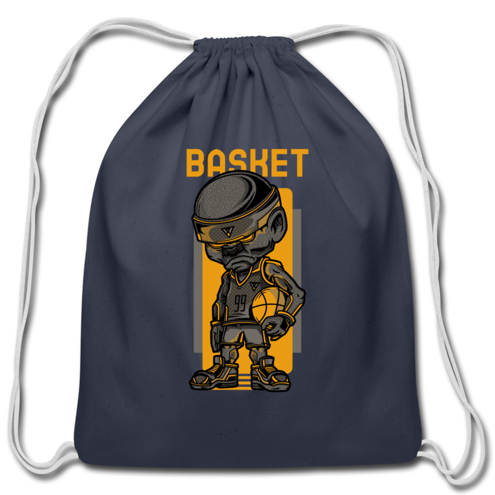 Basketball Cotton Drawstring Bag - navy