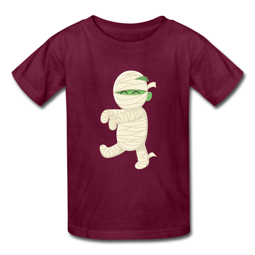 Kids Halloween Tshirt, Funny Mummy Shirt, Gildan Ultra Cotton Youth T-Shirt - burgundy