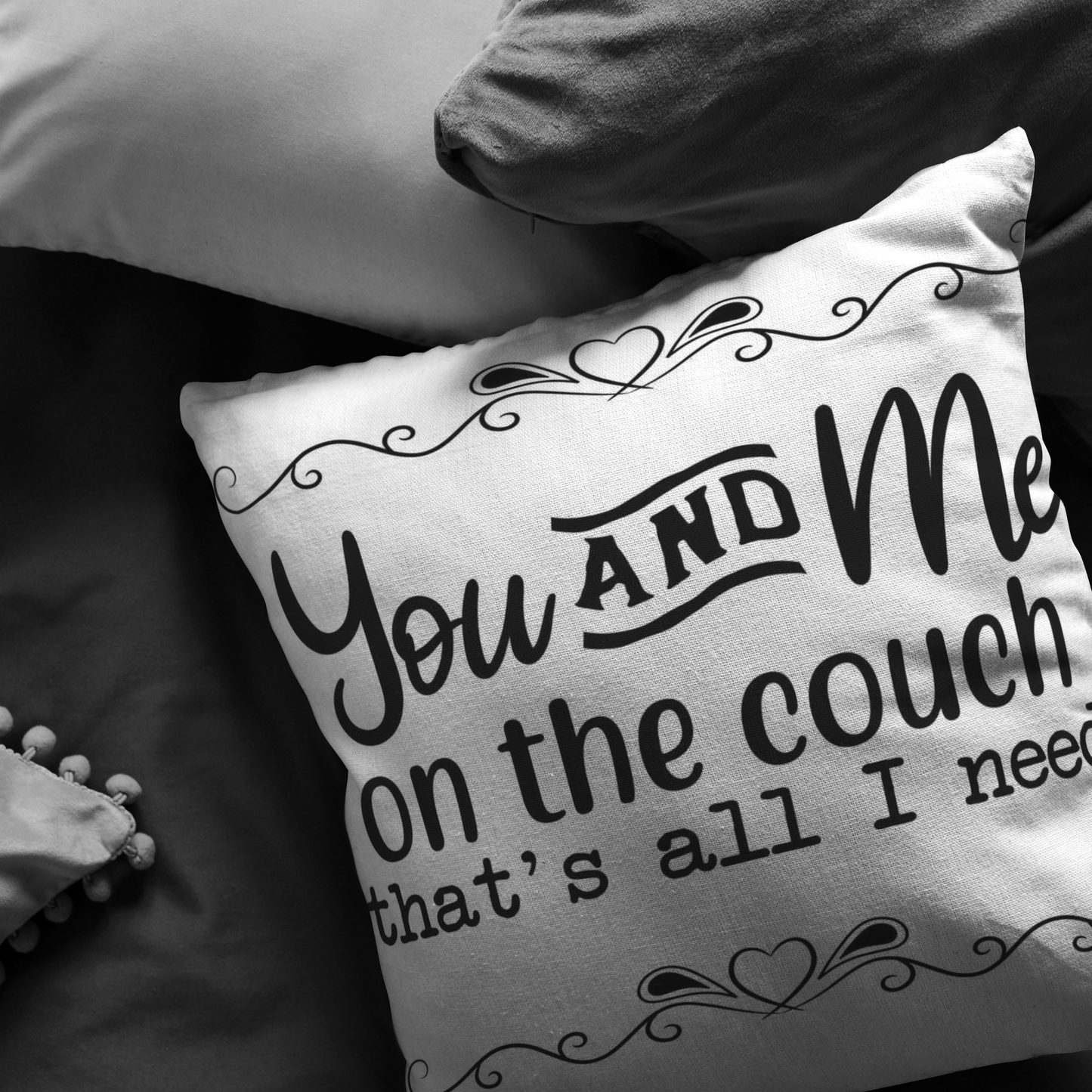 Throw pillows Valentines Gift for Him Her Home decor You and Me on the Couch