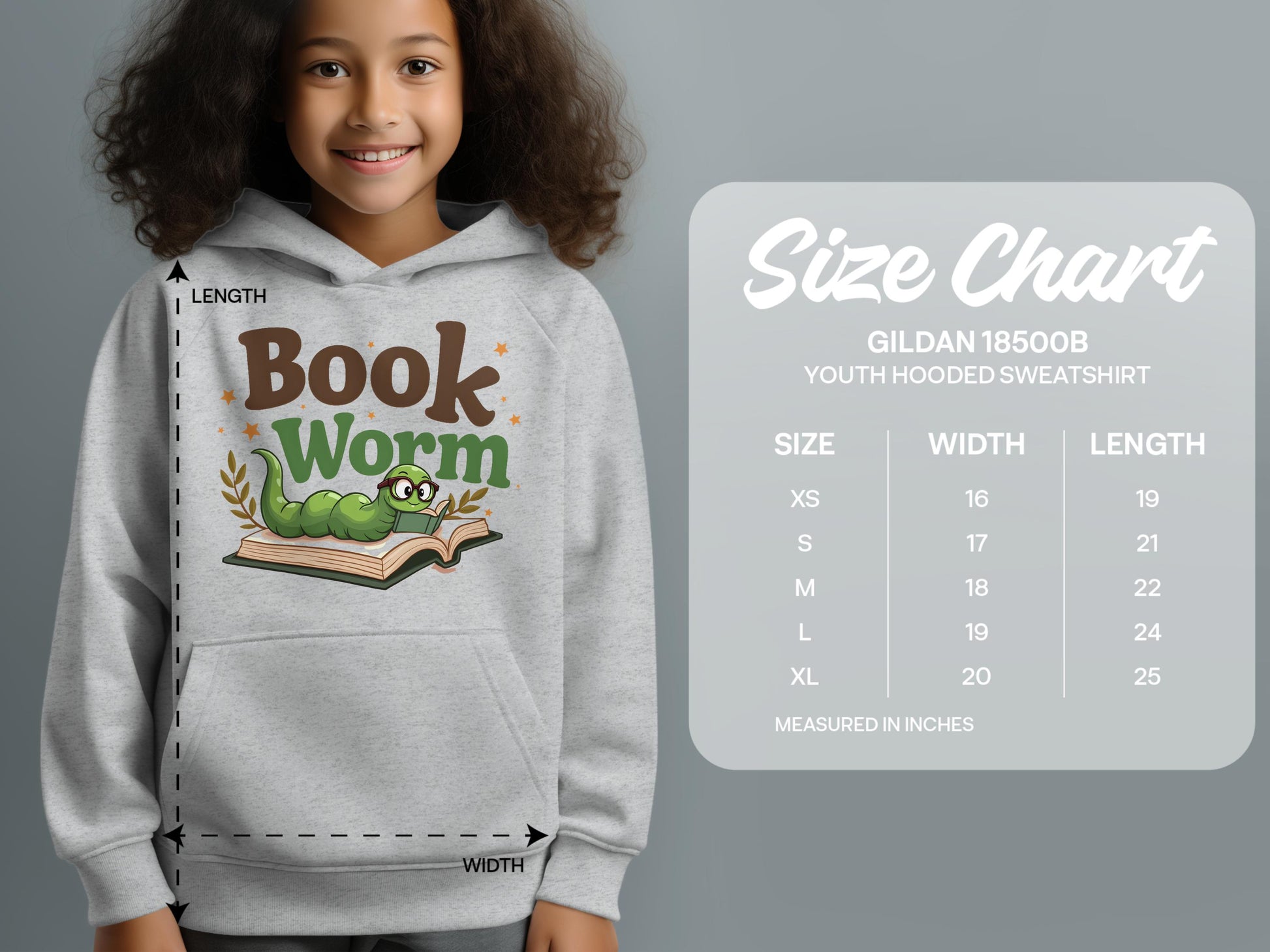 Book Worm Youth Hooded Sweatshirt product type