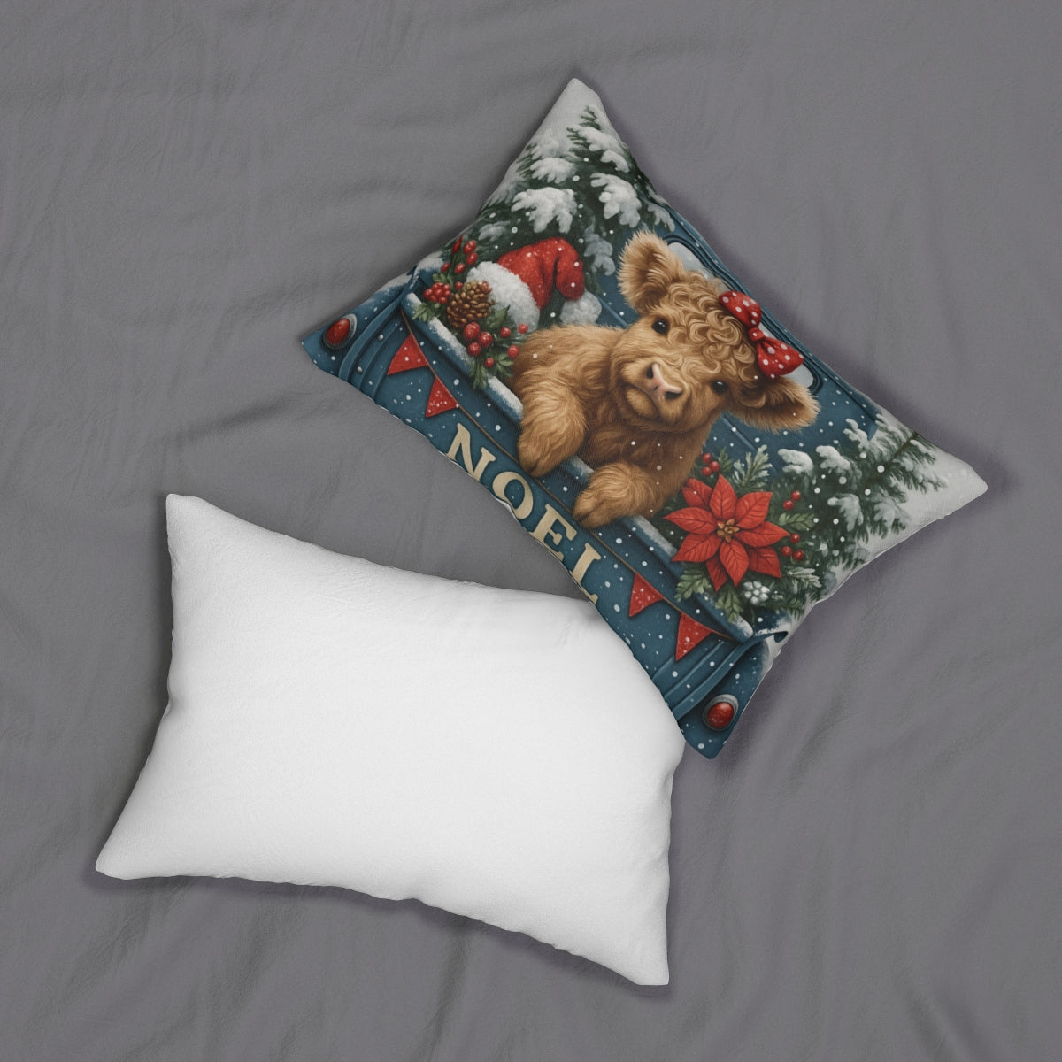 Christmas Cow Noel Design Rectangular Pillow Case