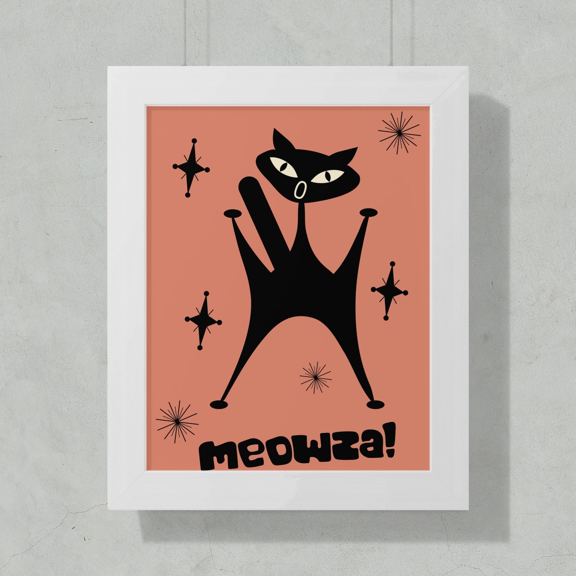 Meowza Cat with Abstract Shapes Poster product type