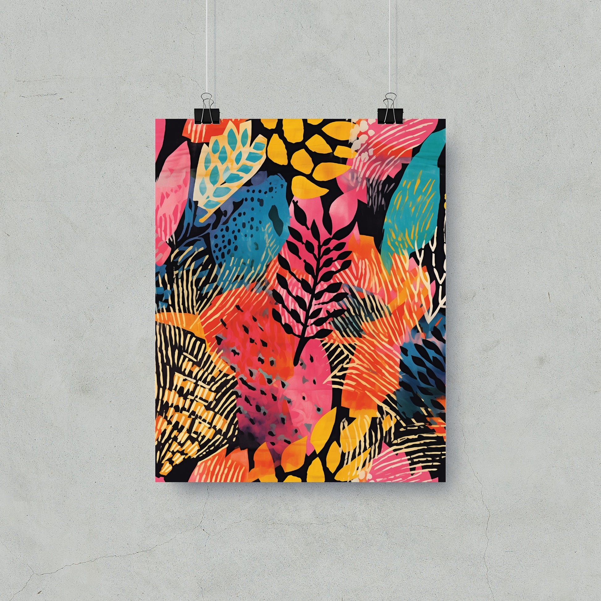 Vibrant Abstract Botanical Theme Wall Art Poster