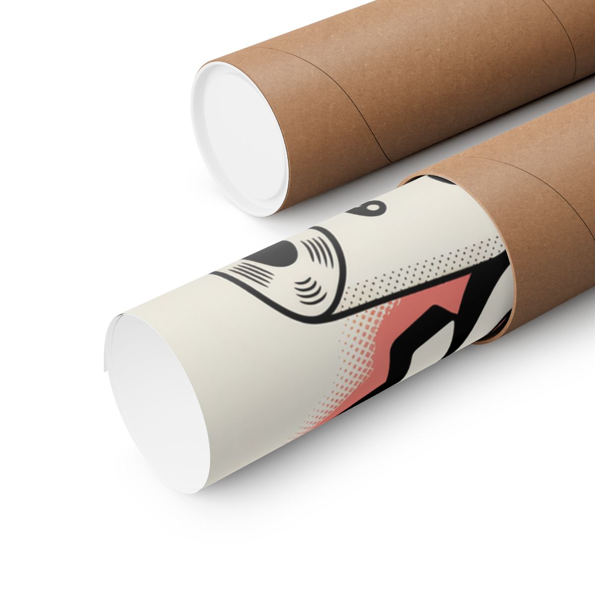 Cartoon Art Print with Dog and Geometric Shapes Poster