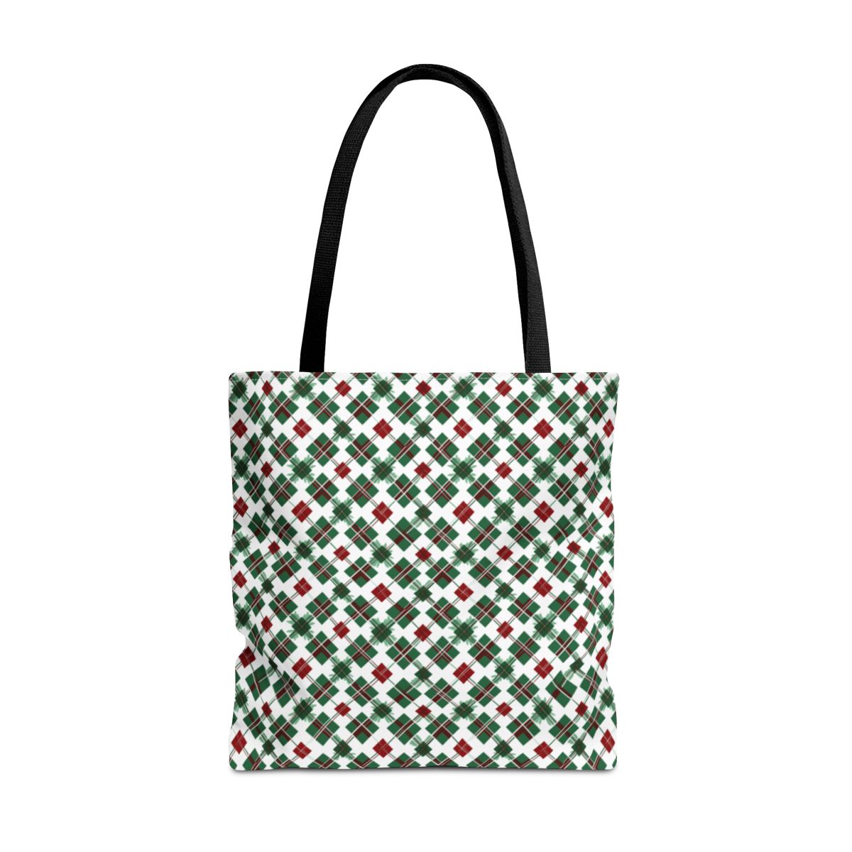 Festive Plaid Pattern Green and Red Tote Bag