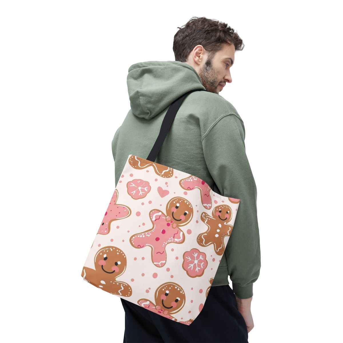 Cute Gingerbread Men and Pink Hearts Tote Bag