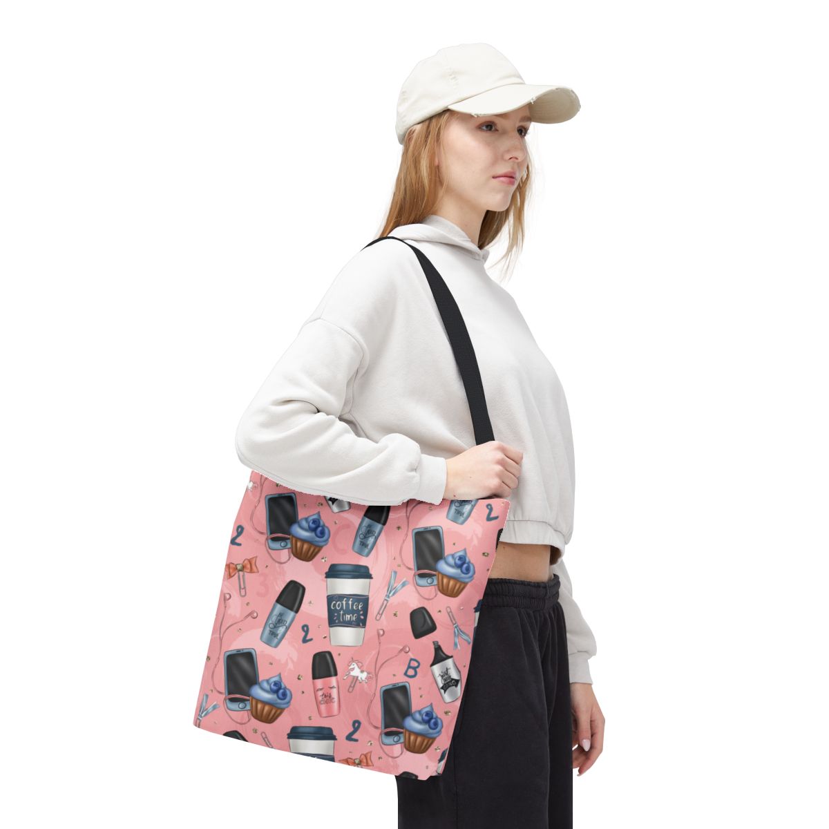 Stylish Cosmetic Patterned Pink Tote Bag