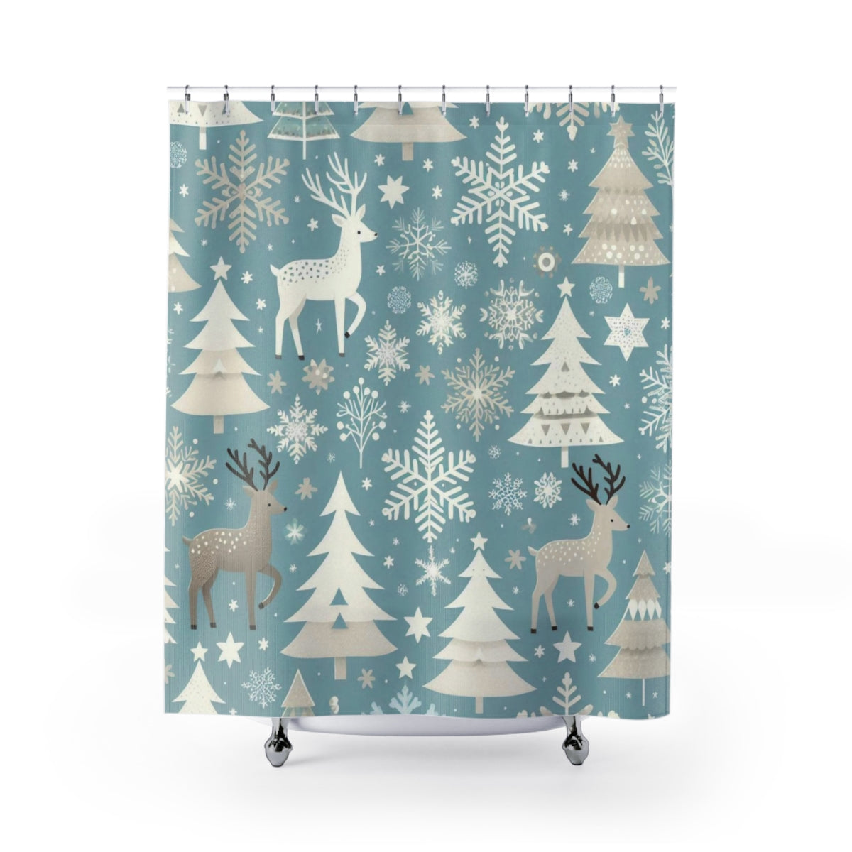 Winter Wonderland Snowflake Reindeer Shower Curtain