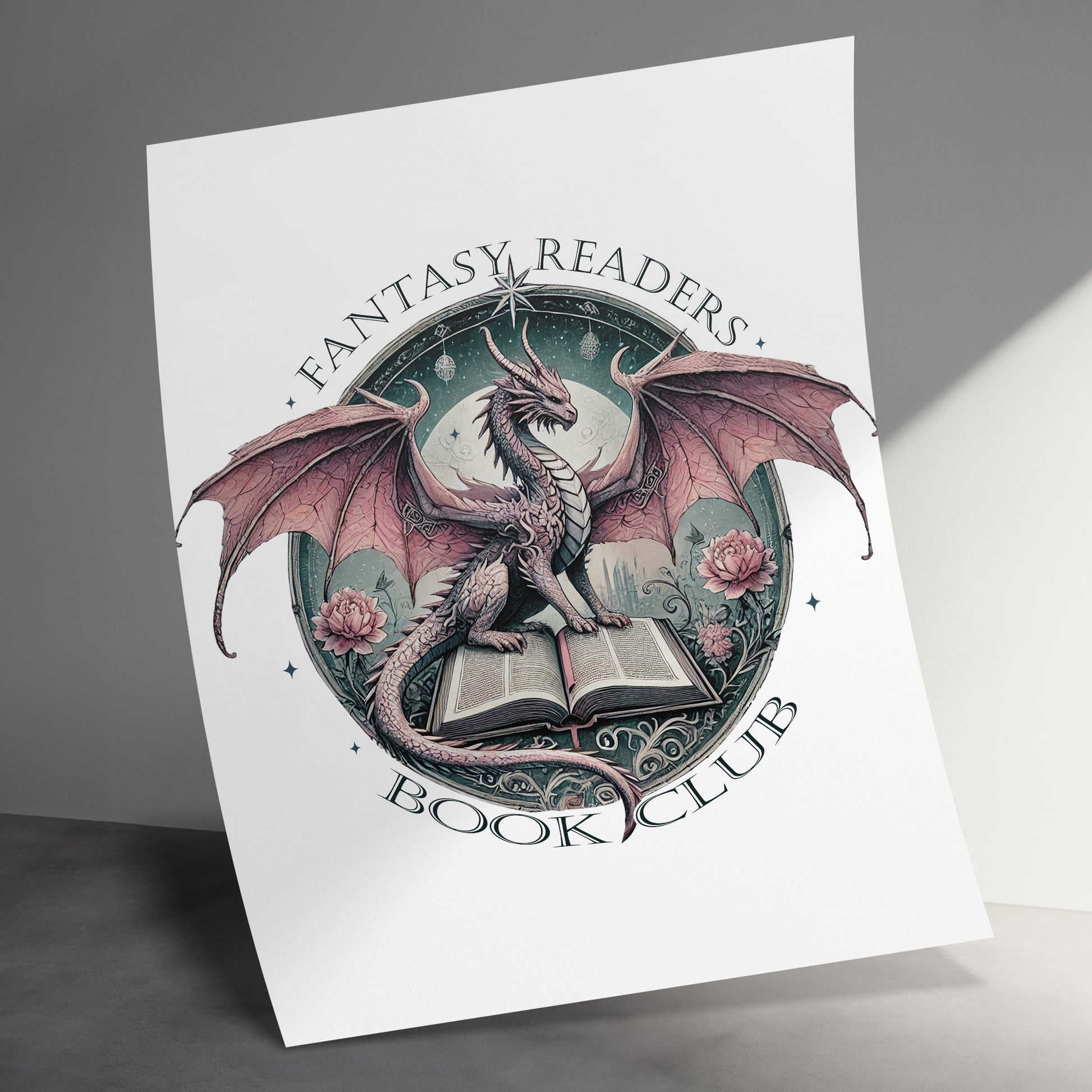 Fantasy Readers Book Club Dragon Art Poster product type