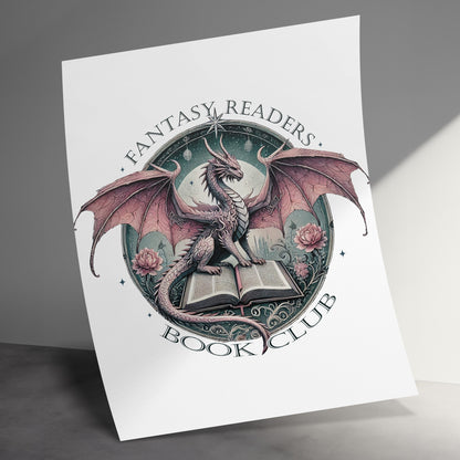 Fantasy Readers Book Club Dragon Art Poster product type