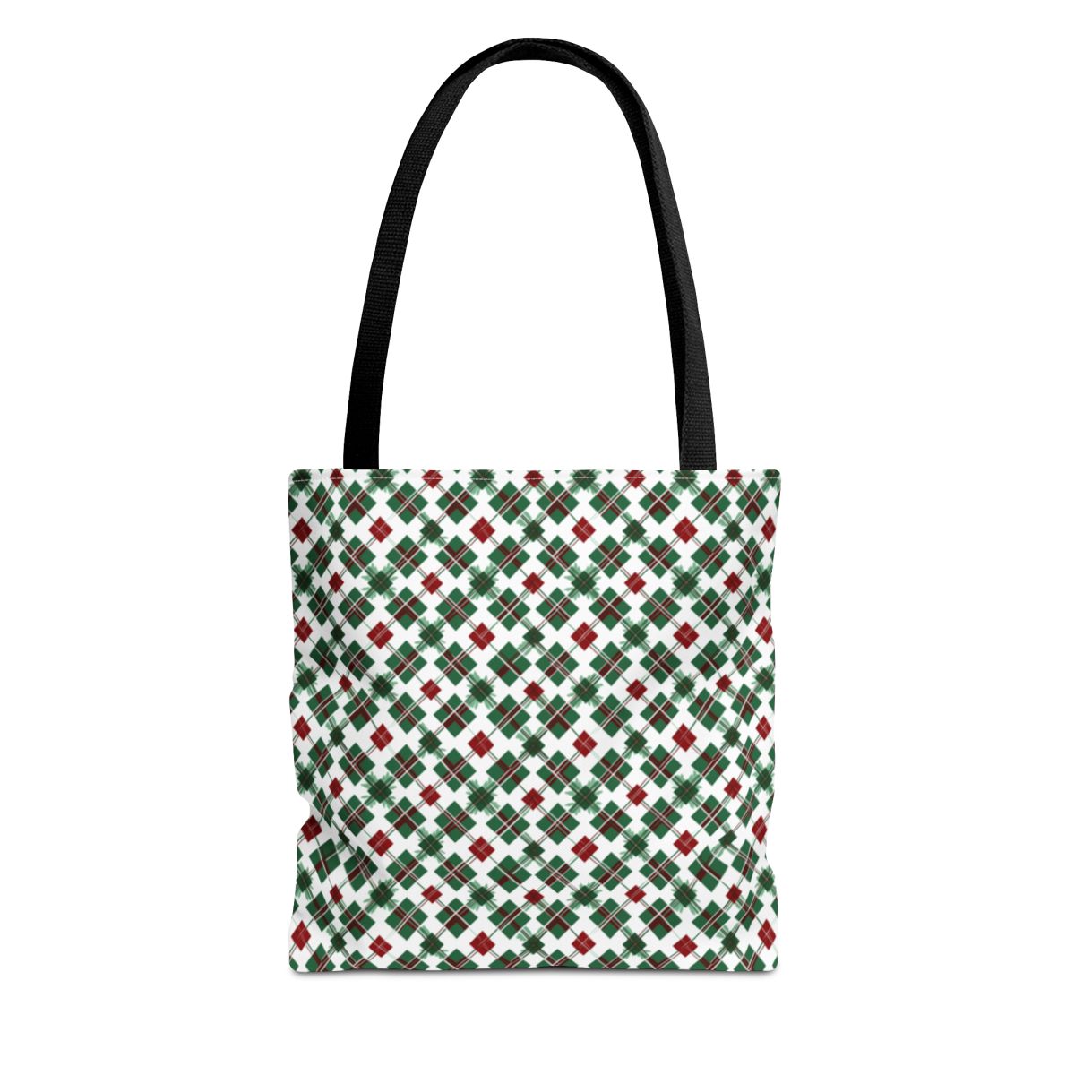 Festive Plaid Design Tote Bag for Everyday Use