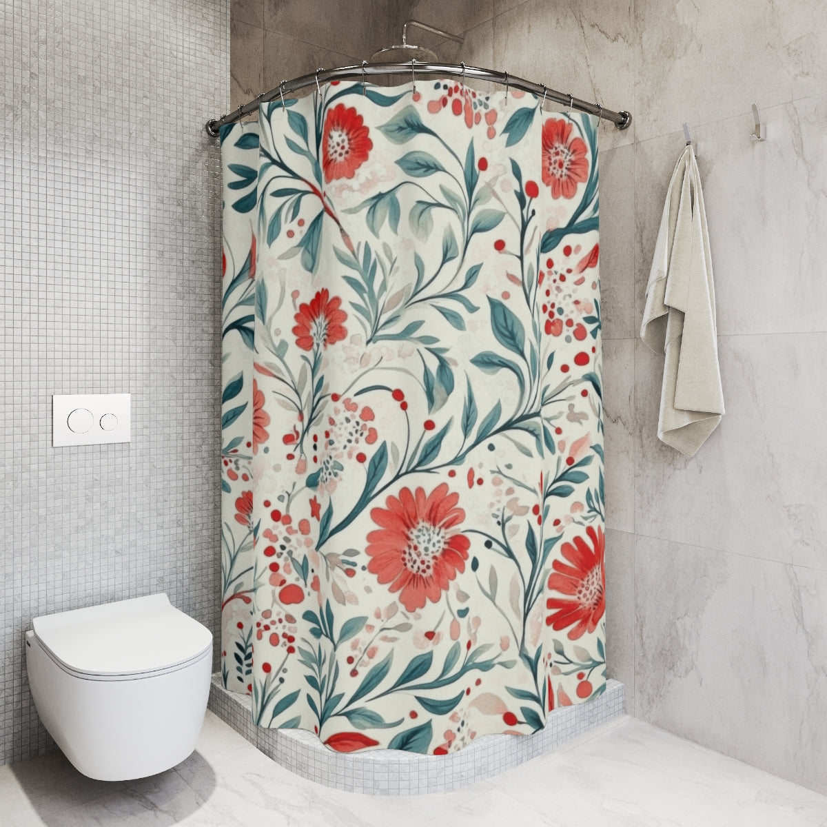 Elegant Floral Patterned Shower Curtain Product
