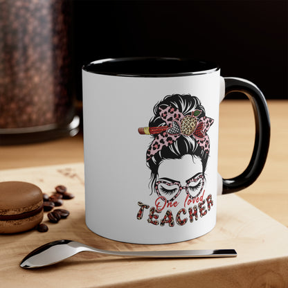 Teacher Valentine Coffee Mug, One Loved Teacher, Accent Coffee Mug, 11oz