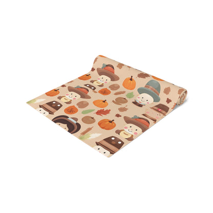 Kawaii Table Runner, Cute Thanksgiving Table Decoration, Holiday Table Cloth,