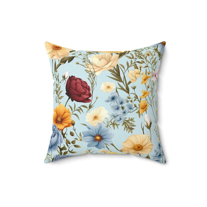 Floral Cottagecore Pillow and Pillow Cover, Polyester Square Pillow
