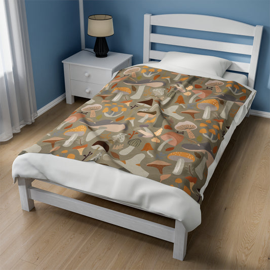 Mushroom Velveteen Plush Blanket, Warm Blanket for Winter, Throw Blanket