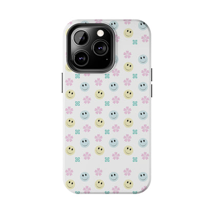 Smiley Face Retro Tough Phone Case, Cute Cool Trendy Biodegradable Phone Case