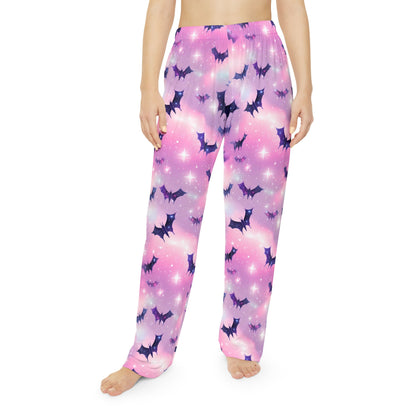 Pink Halloween Bats  Pajama Pants, Spooky Lounge Wear,