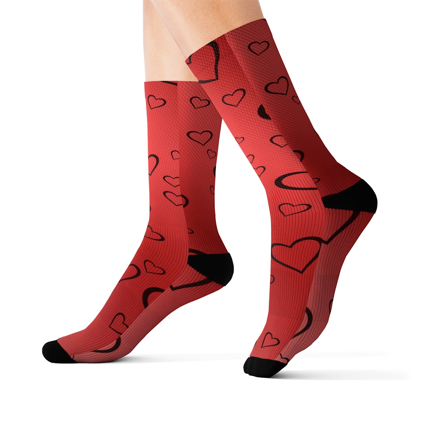Red Heart Valentine Sublimation Socks Cute Cool Fun Novelty Socks Unisex