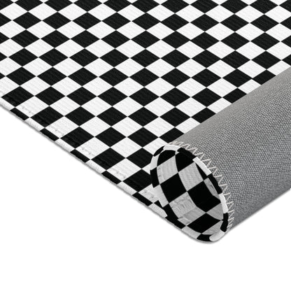 Black and White Checkered Area Rug, Cute Living Room Rug, Minimalist Rug