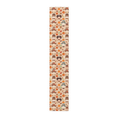 Kawaii Table Runner, Cute Thanksgiving Table Decoration, Holiday Table Cloth,