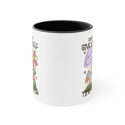 Give Yourself Time To Grow Inspirational Accent Coffee Mug, 11oz