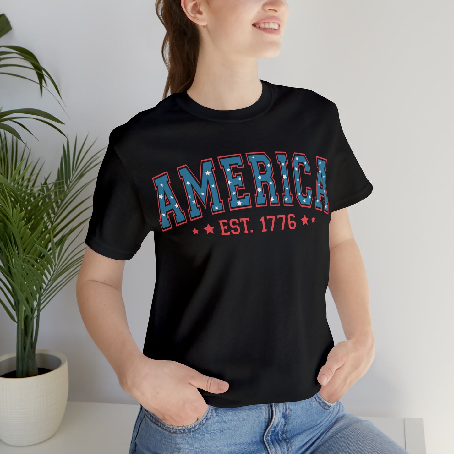 America 4th of July T-Shirt for Unisex Jersey Short Sleeve Graphic Tee