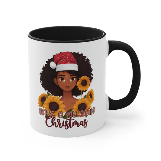 Melanin Christmas Accent Coffee Mug, 11oz