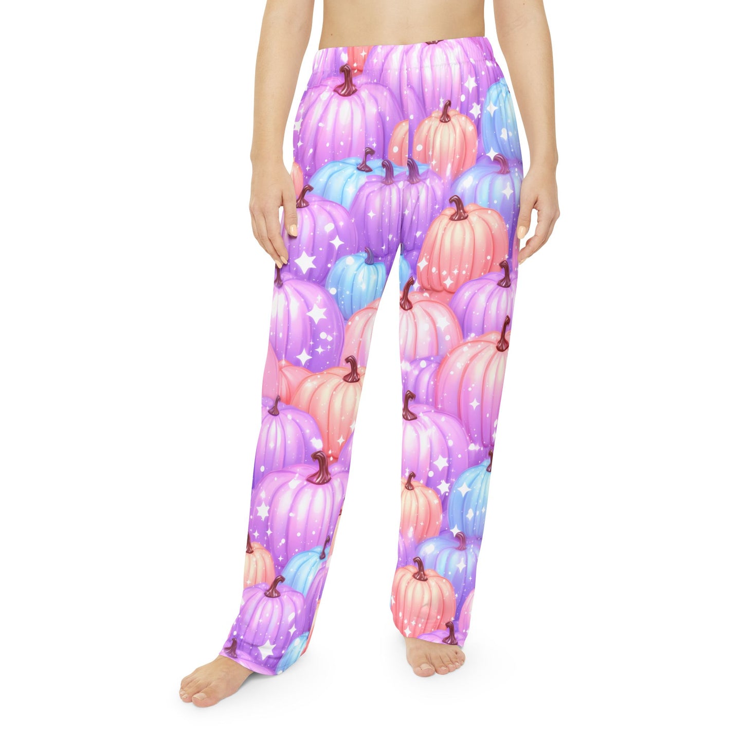 Pink Halloween Pumpkin Women's Pajama Pants, Flirty Loungewear