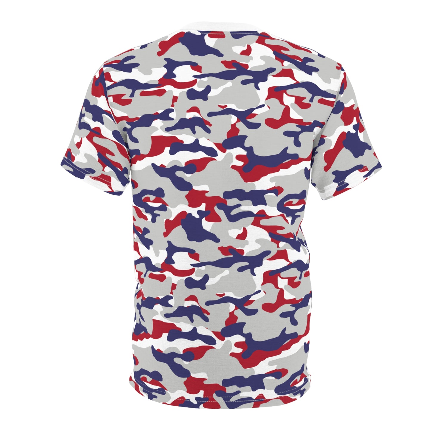 Red White & Blue Camo Style Graphic Tee Unisex Streetwear Casual Top All Over Print