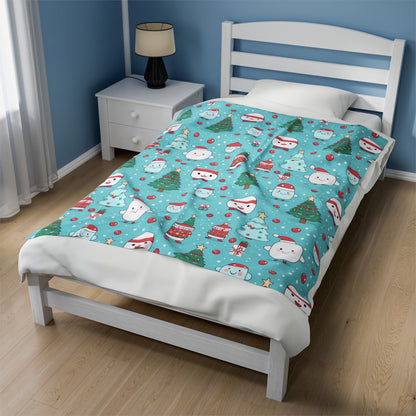 Kawaii Christmas Tree Blanket - Cute Throw Blanket Couch - Plush Holiday Home Decor