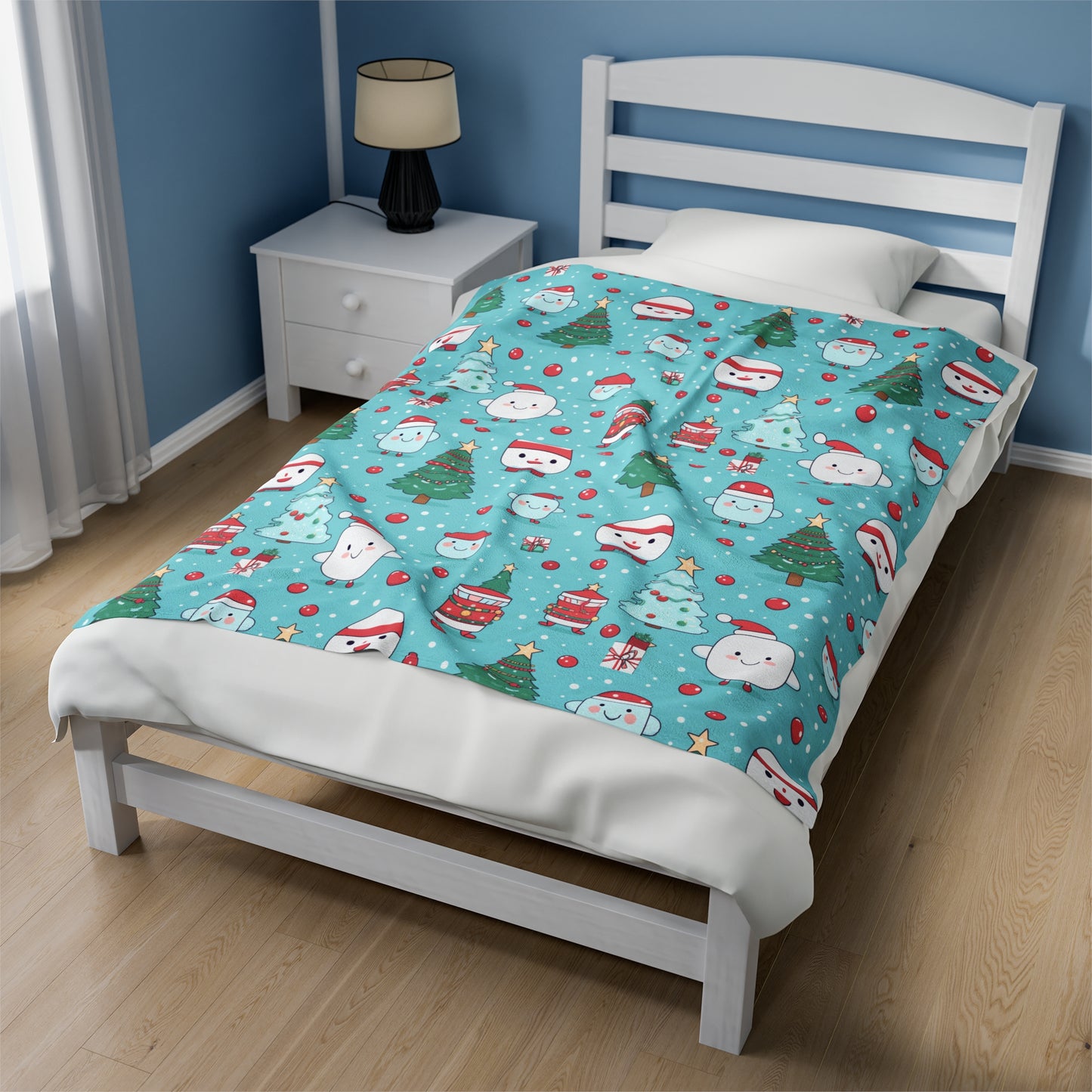 Kawaii Christmas Tree Blanket -Velveteen Cute Throw Blanket Couch