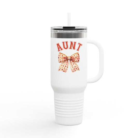 Aunt Coquette Stlye Insulated Travel Mug, Coquette Bow Coffee Tumbler, 40oz Stainless Steel