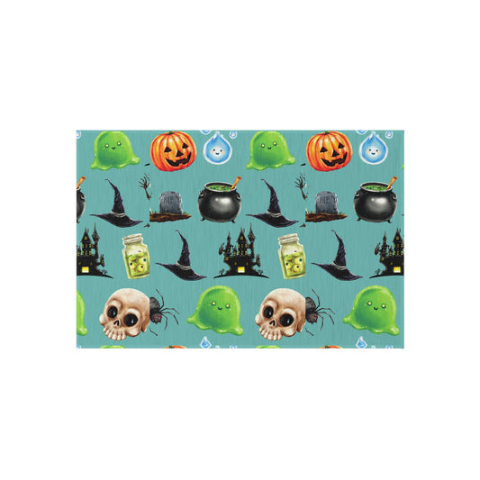 Halloween Green Outdoor Rug, Spooky Gothic Halloween Mat, Cute Horror Area Rug
