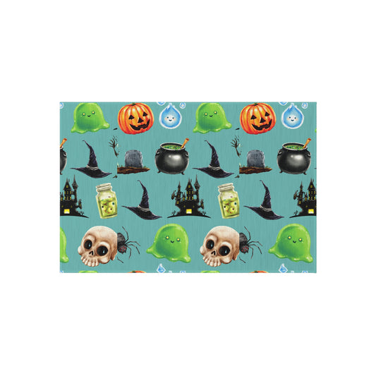 Halloween Green Outdoor Rug, Spooky Gothic Halloween Mat, Cute Horror Area Rug