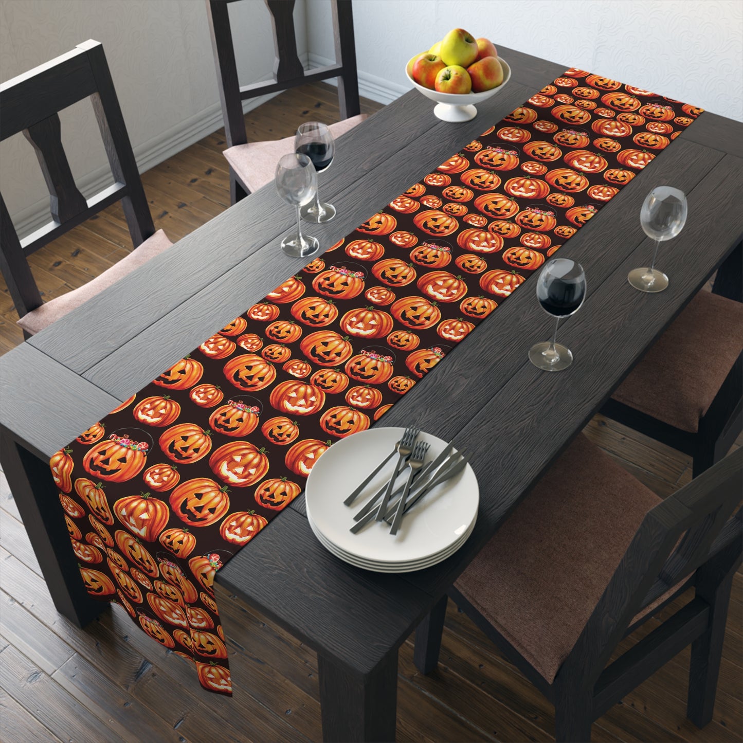 Halloween Pumpkins Table Runner, Holiday Table Cloth Cute Table Decor