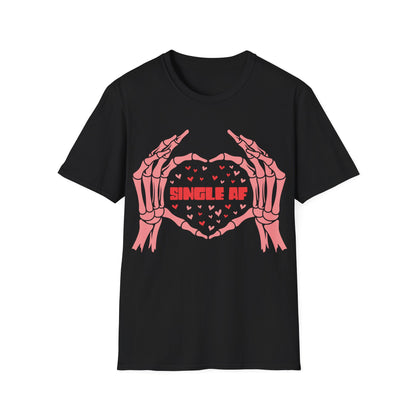 skeleton hands graphic tee, single AF shirt for singles, anti valentine shirt
