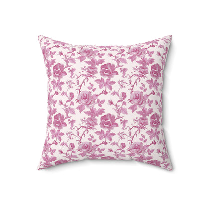 Pink Floral Toile Pillow, Coquette Home Decor Decorative Accent Throw Pillow Cover