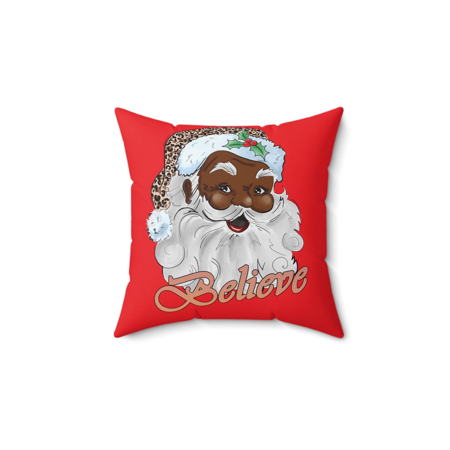 Black Santa Pillow, Santa Throw Pillow Cover, Cute African American Christmas Pillow