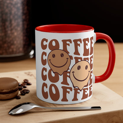 Cute Coffee Mug, Happy Face Funny Ceramic Mug Cup 11oz