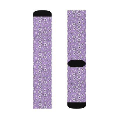 Purple Pastel Goth Eye Socks, Goth Sublimation Socks, Cool Cute Fun Socks