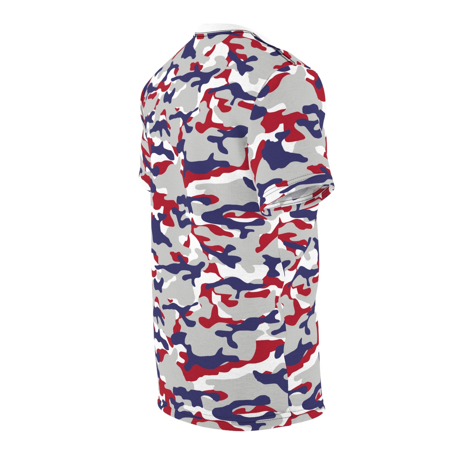 Red White & Blue Camo Style Graphic Tee Unisex Streetwear Casual Top All Over Print