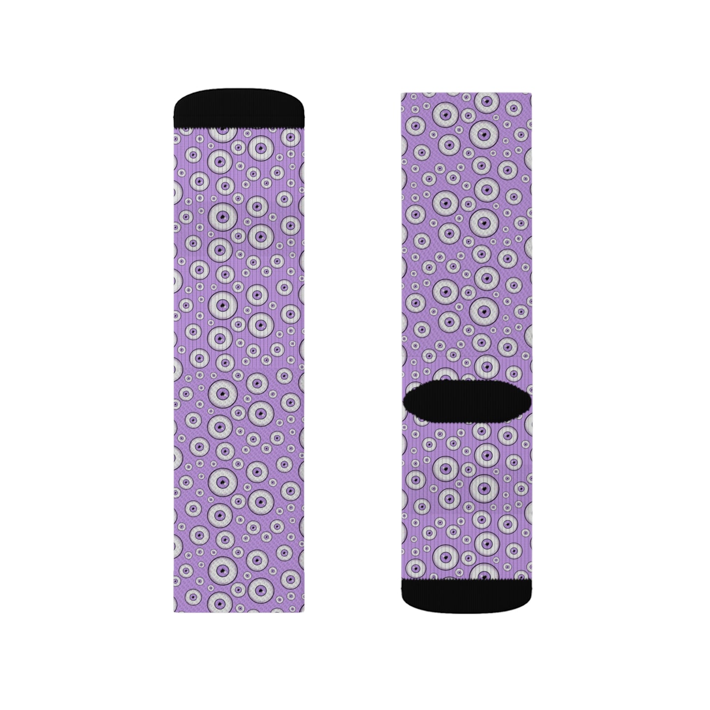 Purple Pastel Goth Eye Socks, Goth Sublimation Socks, Cool Cute Fun Socks
