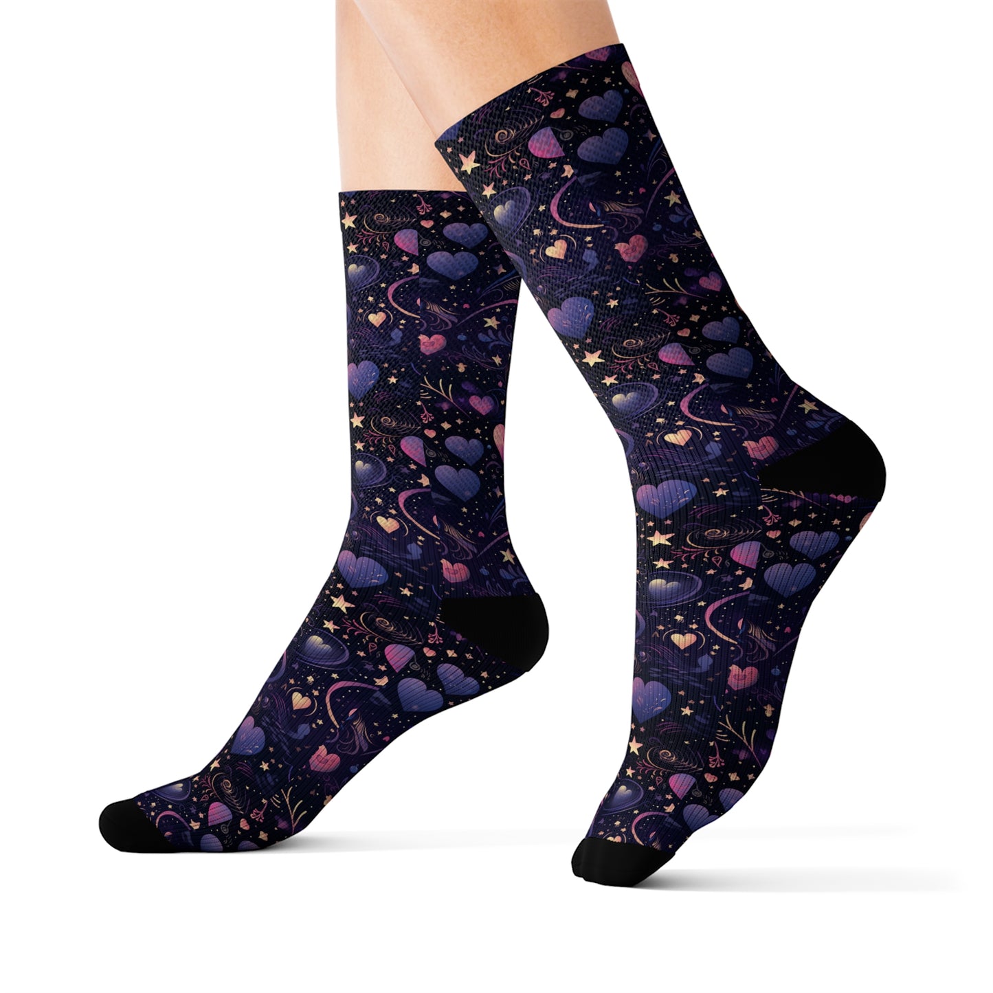 Pastel Goth Celestial Valentine Day Socks, Sublimation Socks, Goth Valentine Socks