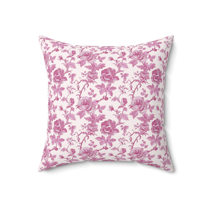 Pink Floral Toile Pillow, Coquette Home Decor Decorative Accent Throw Pillow Cover