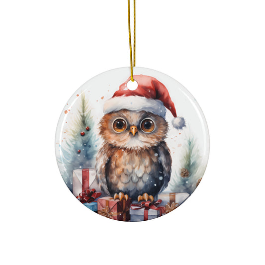 Owl Christmas Ornament, Vintage Style Owl Christmas Bauble