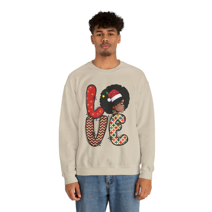 African American Girl Christmas Crewneck Sweatshirt - This Girl Loves Christmas -Cute Christmas Sweater