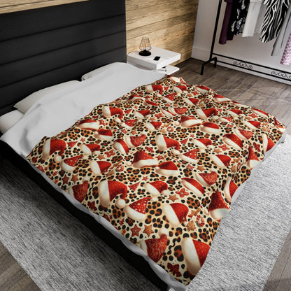 Velveteen Plush Blanket - Leopard Print Christmas Throw Blanket Couch