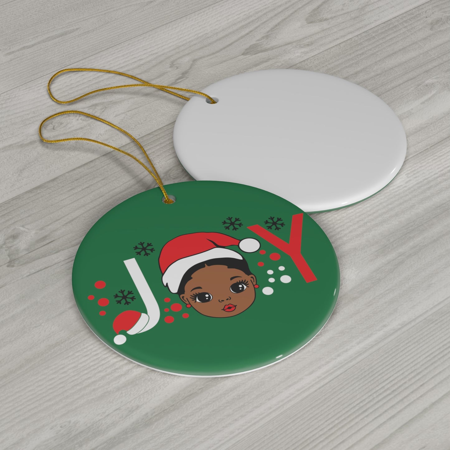 Joy Black Girl Christmas Ornament, Cute African American Tree Ornament,