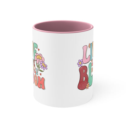 Live Life In Full Bloom Accent Coffee Mug, Inspirational Coffee Cup 11oz